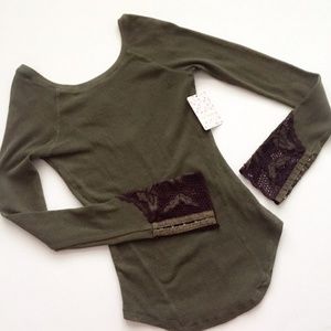 Free People Thermal Bali Babe Safari Green NWT